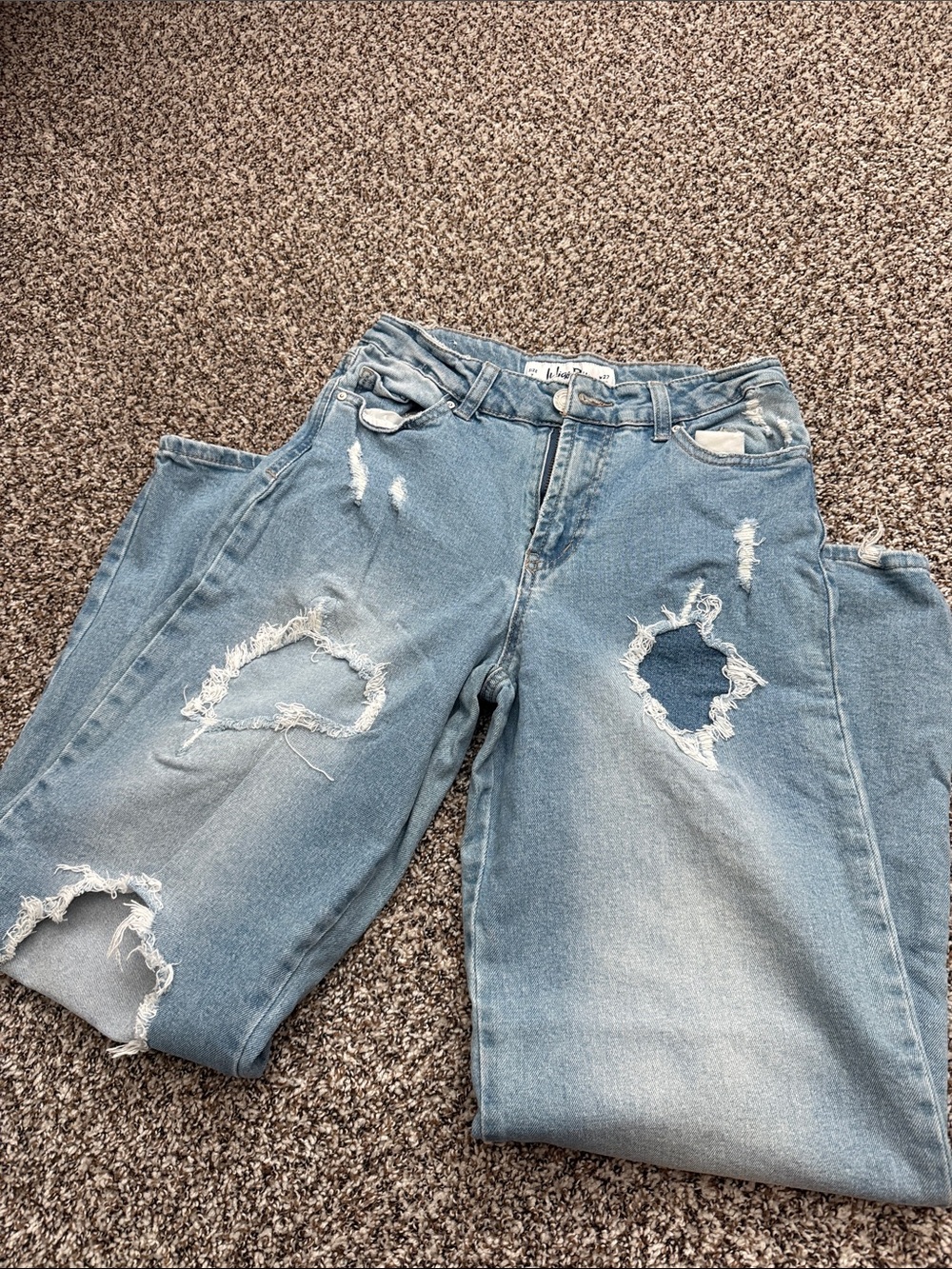 Indigo Rein Light Blue Distressed Boyfriend Jeans
